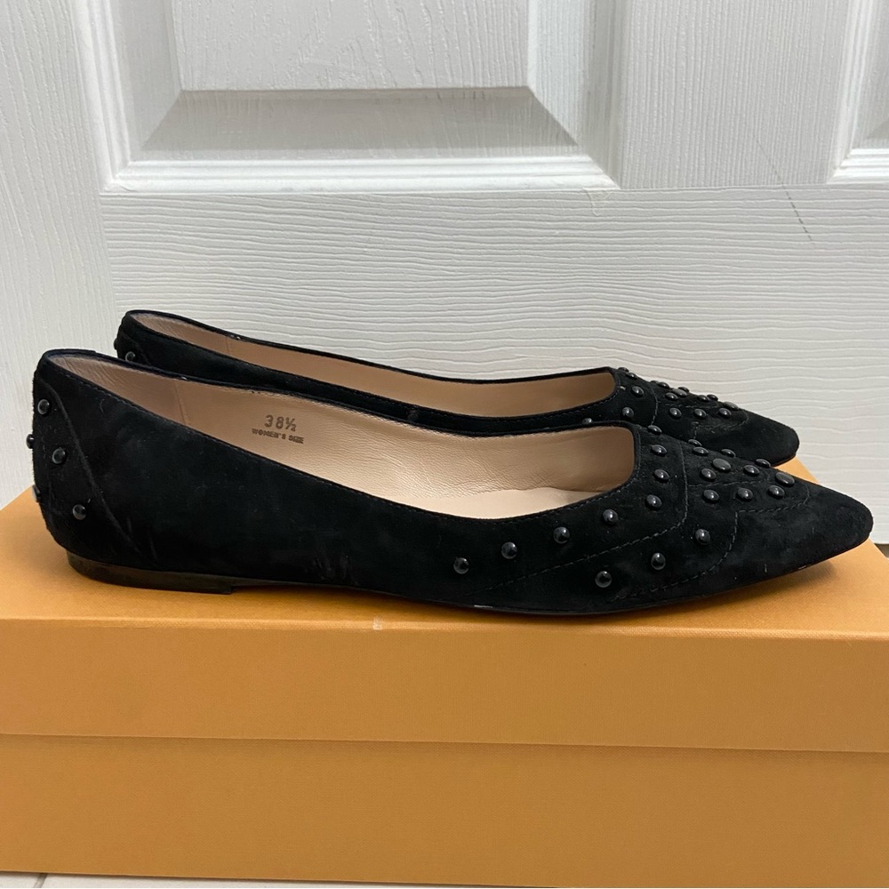 Tod’s Suede Studded Flats Gomma 22B Gommini Verniciati Black EUR 38.5 Women’s - Picture 4 of 14